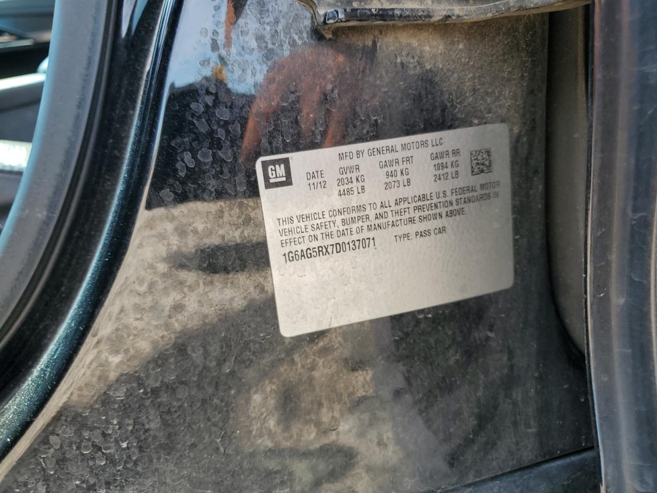 1G6AG5RX7D0137071 2013 Cadillac Ats