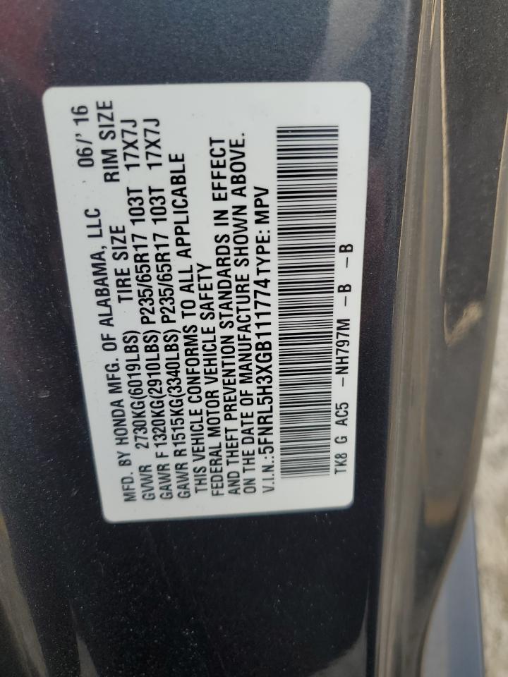 5FNRL5H3XGB111774 2016 Honda Odyssey Se