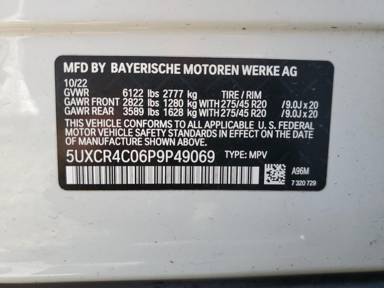 2023 BMW X5 Sdrive 40I vin: 5UXCR4C06P9P49069