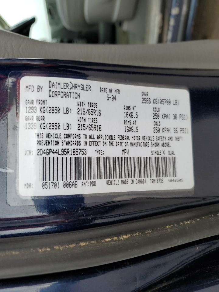 2D4GP44L95R185753 2005 Dodge Grand Caravan Sxt