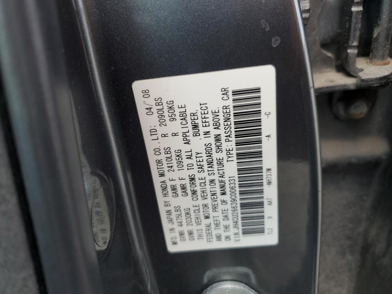 JH4CU26639C006331 2009 Acura Tsx