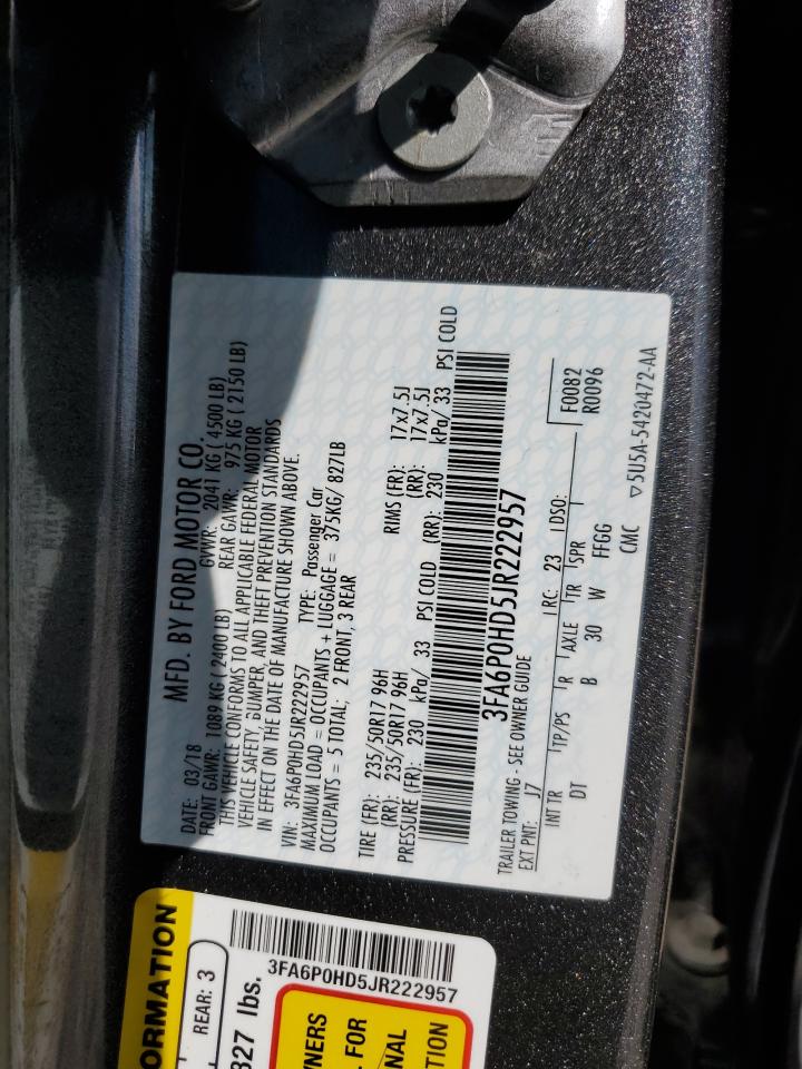 3FA6P0HD5JR222957 2018 Ford Fusion Se