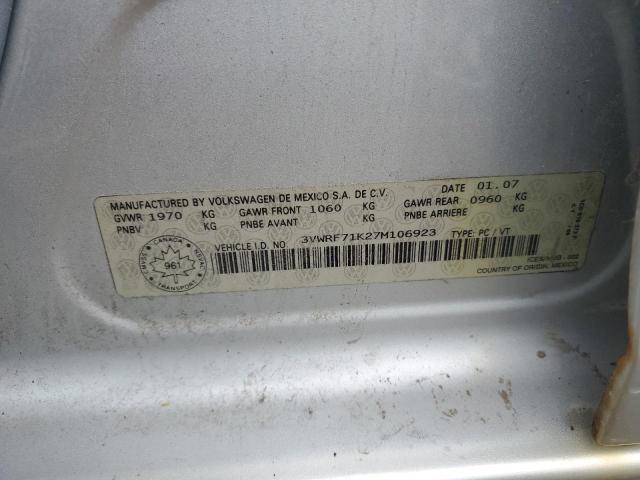 2007 Volkswagen Jetta 2.5 Option Package 1 VIN: 3VWRF71K27M106923 Lot: 54154284