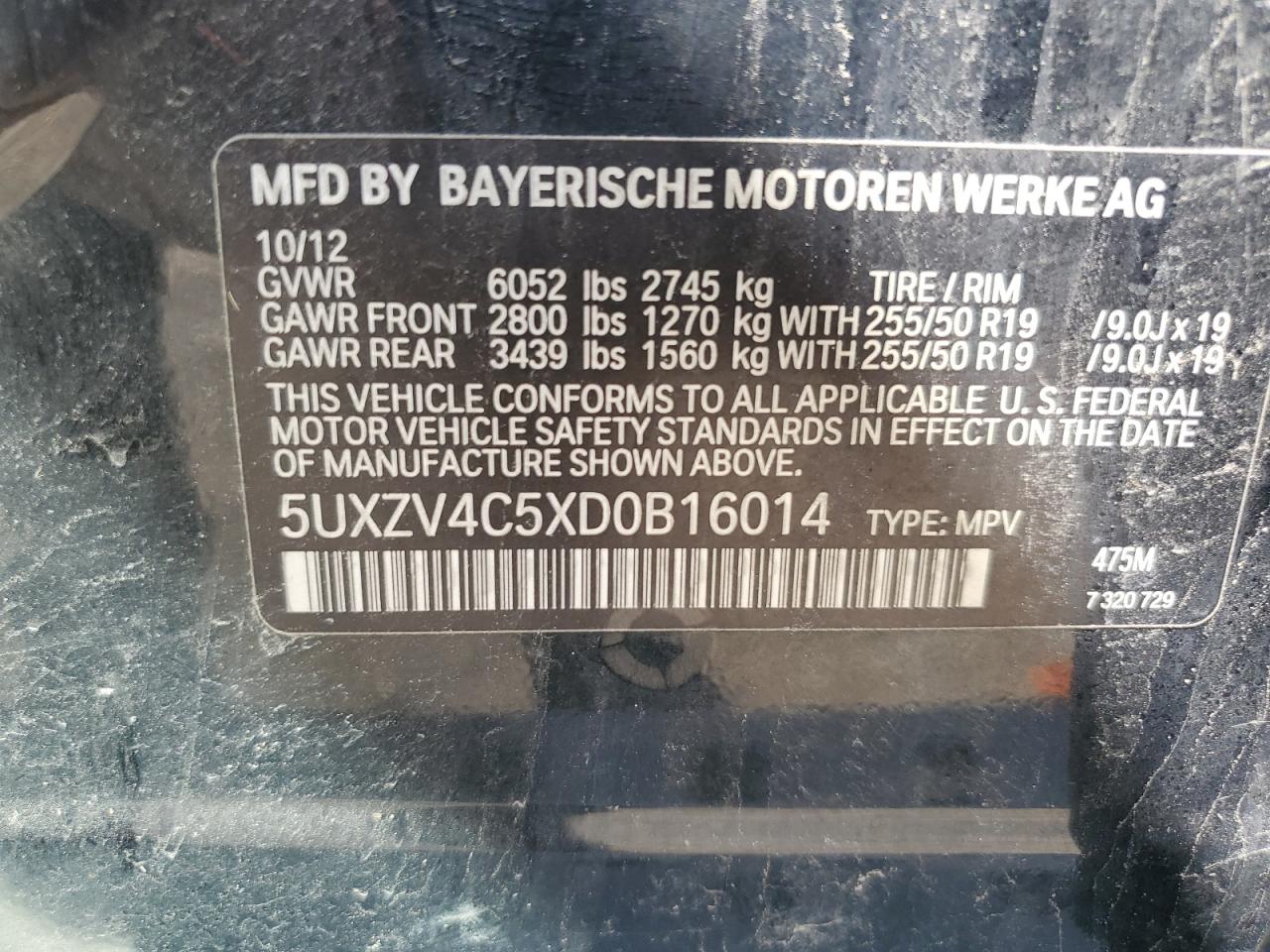 2013 BMW X5 xDrive35I vin: 5UXZV4C5XD0B16014