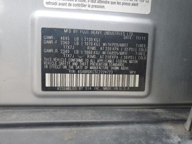 2012 Subaru Outback 3.6R Limited VIN: 4S4BRDKC5C2224723 Lot: 52759794