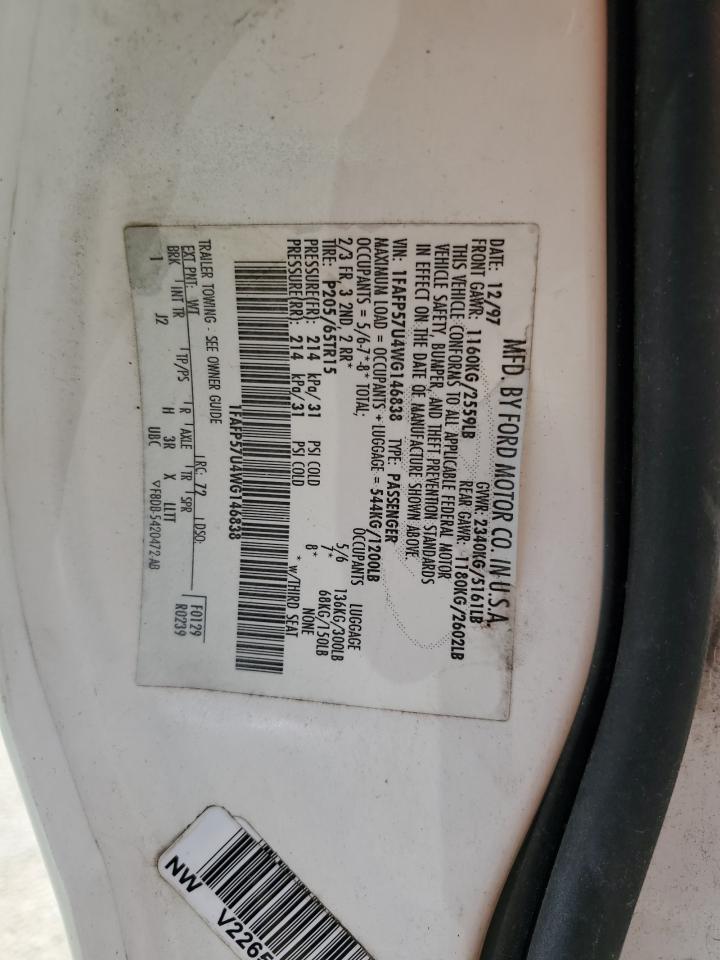 1FAFP57U4WG146838 1998 Ford Taurus Se