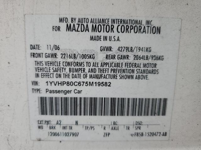 2007 Mazda 6 I VIN: 1YVHP80C675M19582 Lot: 55205244