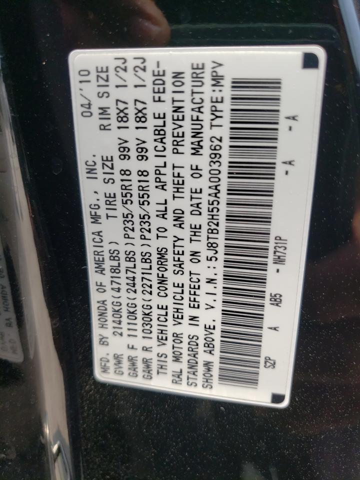 5J8TB2H55AA003962 2010 Acura Rdx Technology