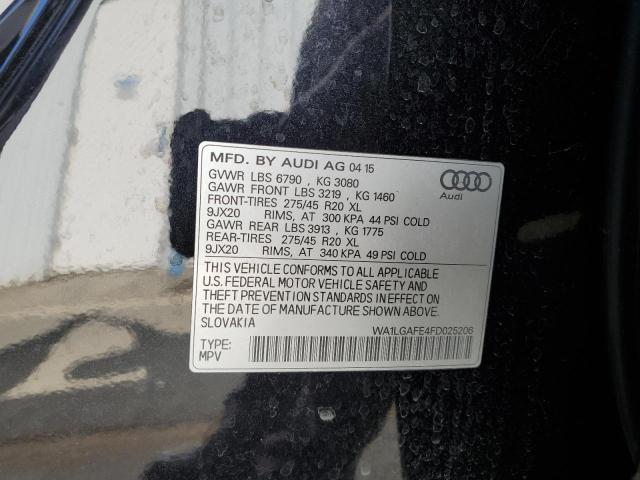 2015 Audi Q7 Premium Plus VIN: WA1LGAFE4FD025206 Lot: 55164594