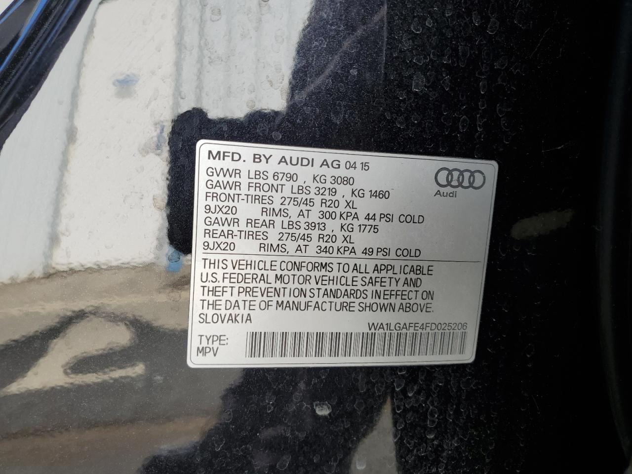 WA1LGAFE4FD025206 2015 Audi Q7 Premium Plus