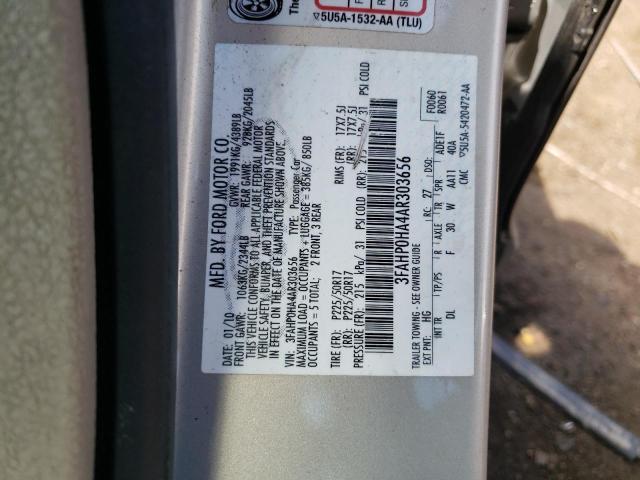 2010 Ford Fusion Se VIN: 3FAHP0HA4AR303656 Lot: 53290724