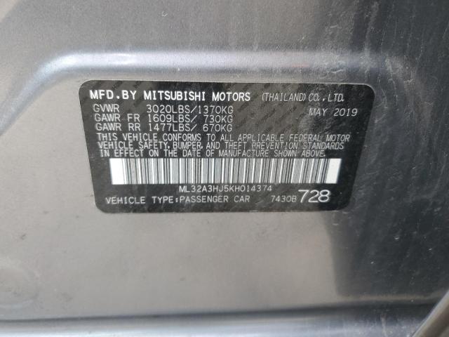 2019 Mitsubishi Mirage Es VIN: ML32A3HJ5KH014374 Lot: 53243404