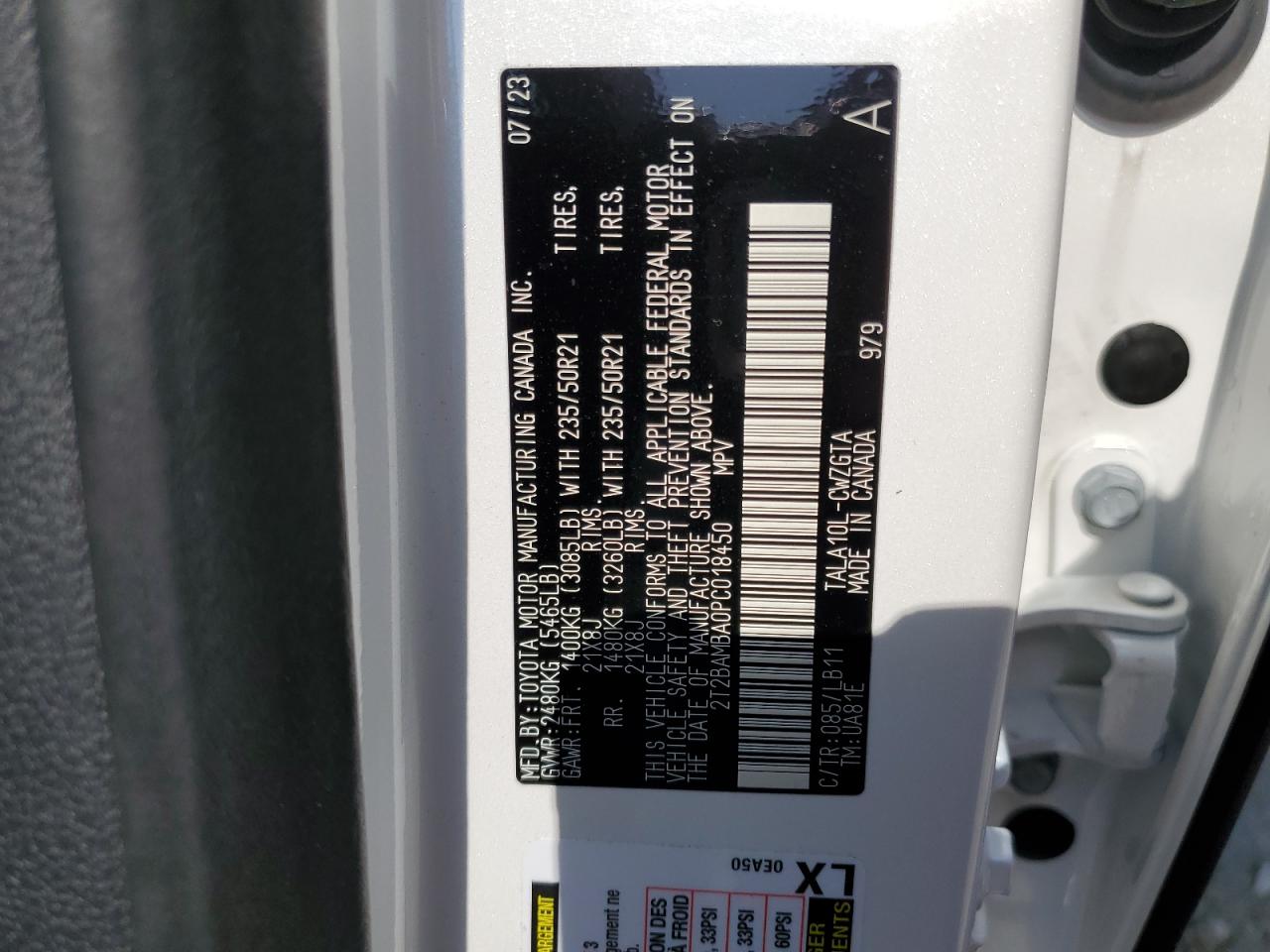 2T2BAMBA0PC018450 2023 Lexus Rx 350 Base