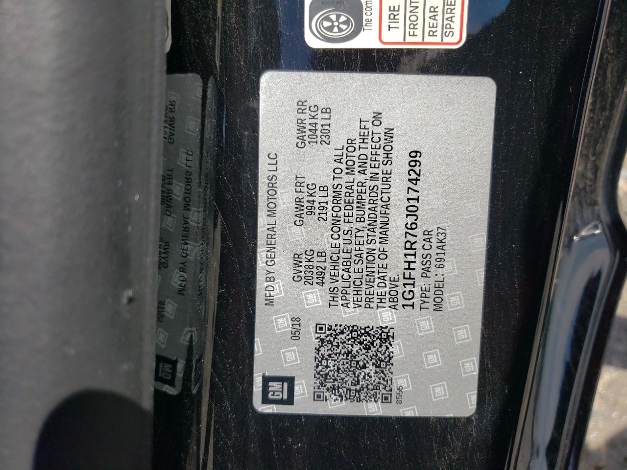 1G1FH1R76J0174299 2018 Chevrolet Camaro Ss