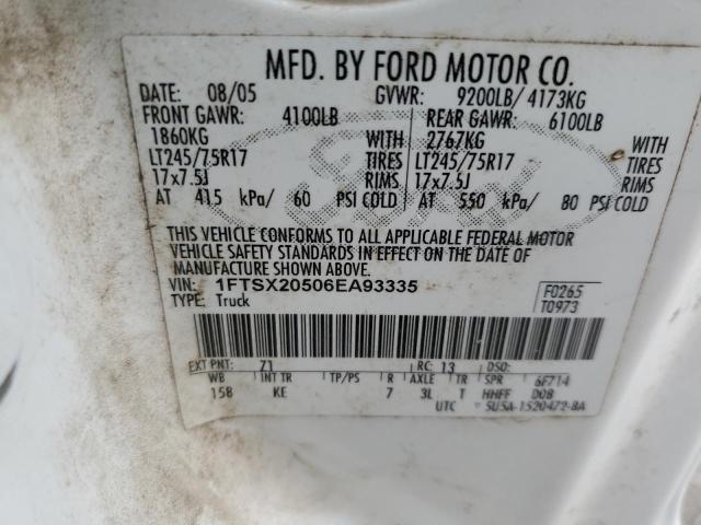 2006 Ford F250 Super Duty VIN: 1FTSX20506EA93335 Lot: 54177284