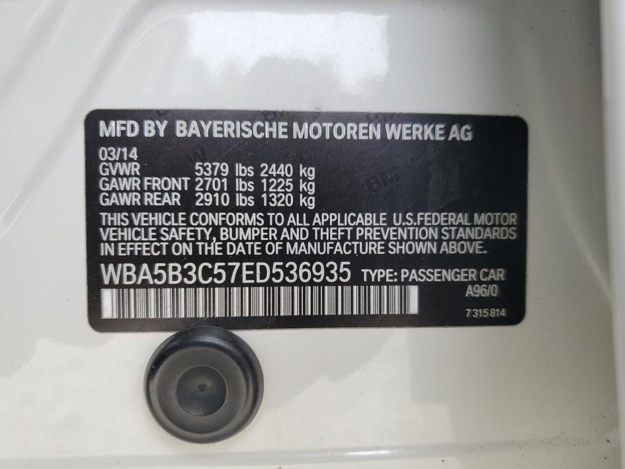 WBA5B3C57ED536935 2014 BMW 535 Xi