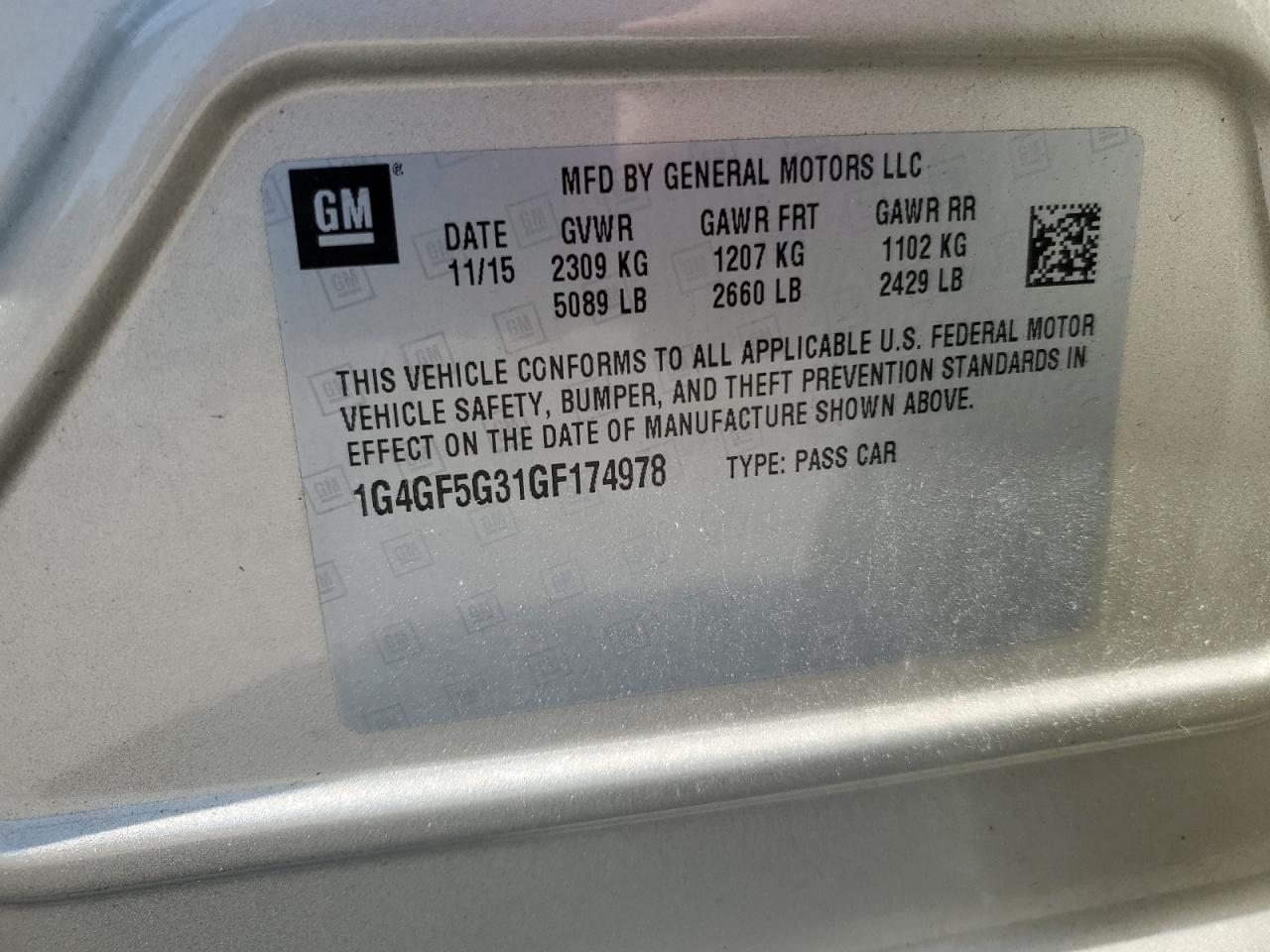 1G4GF5G31GF174978 2016 Buick Lacrosse Premium