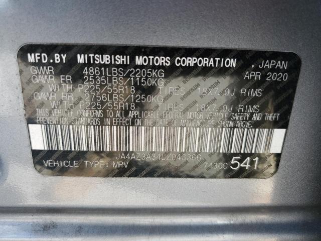 2020 Mitsubishi Outlander Se VIN: JA4AZ3A34LZ043366 Lot: 54256704