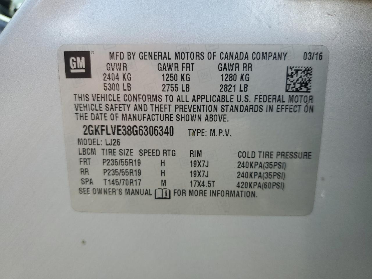 2GKFLVE38G6306340 2016 GMC Terrain Denali