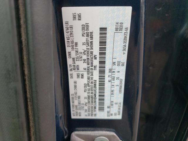 2019 FORD ESCAPE SEL - 1FMCU9HD4KUC28832