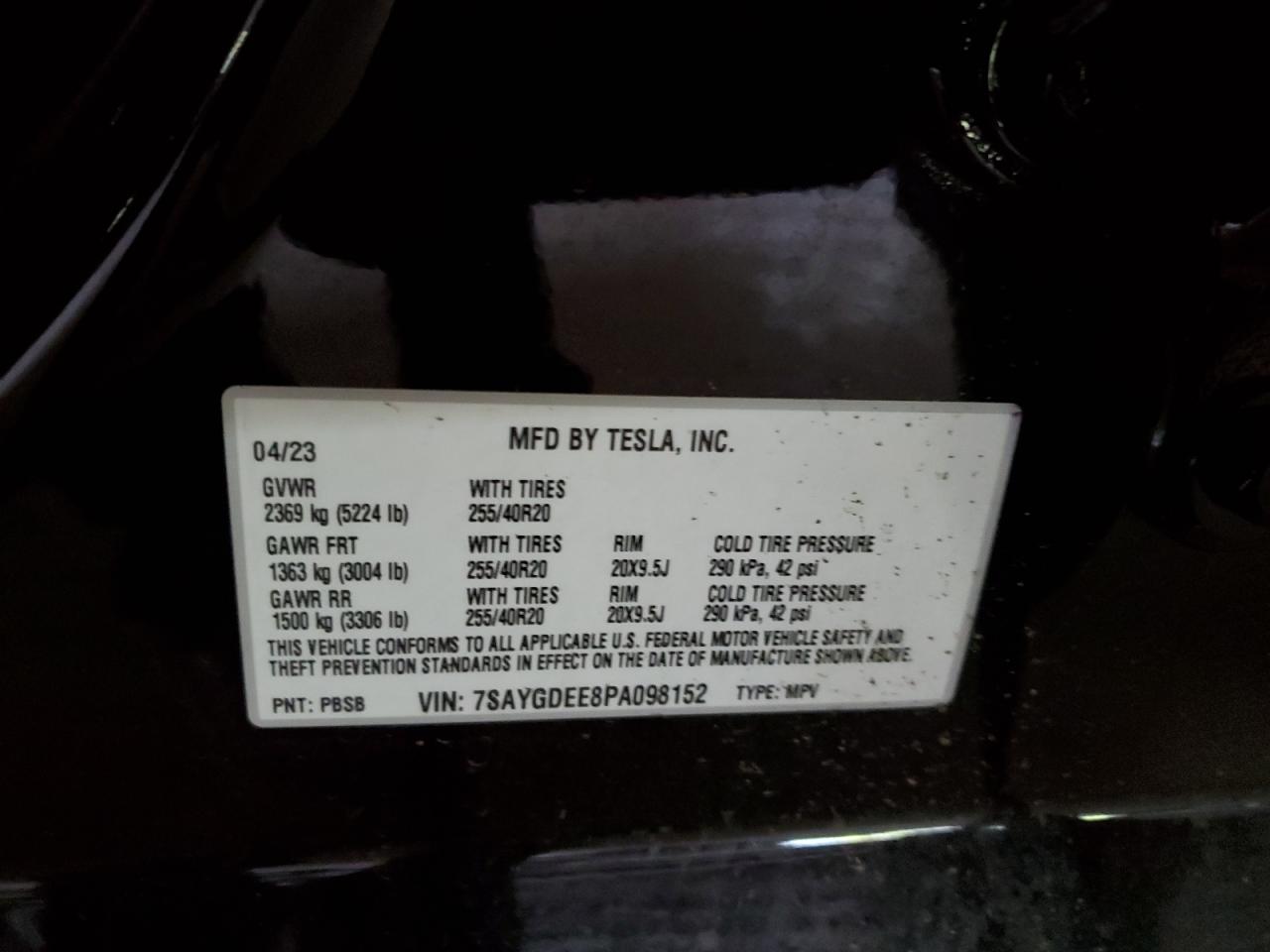 7SAYGDEE8PA098152 2023 Tesla Model Y