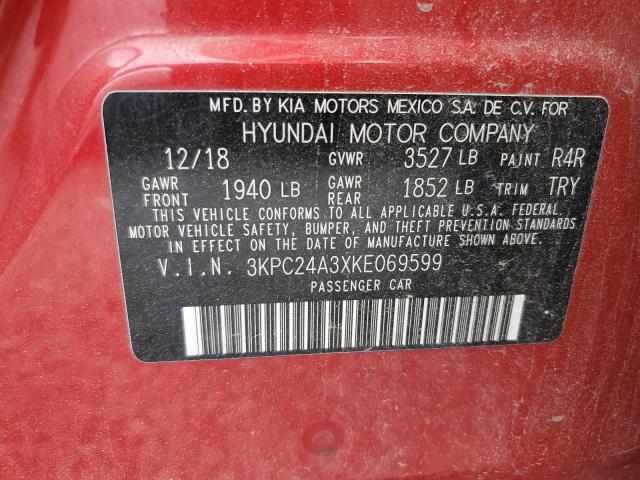 2019 Hyundai Accent Se VIN: 3KPC24A3XKE069599 Lot: 55115814