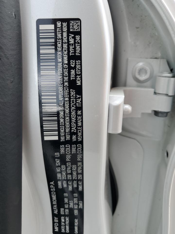 ZASPAKBN7K7C31267 2019 Alfa Romeo Stelvio Ti