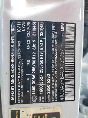 2012 Mercedes-Benz Ml 350 4Matic VIN: 4JGDA5HB4CA020067 Lot: 61391184