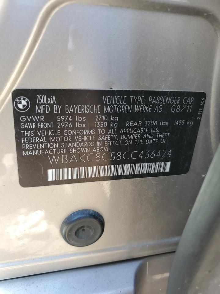 WBAKC8C58CC436424 2012 BMW 750 Lxi