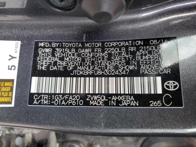 2017 Toyota Prius VIN: JTDKBRFU8H3024347 Lot: 56007054