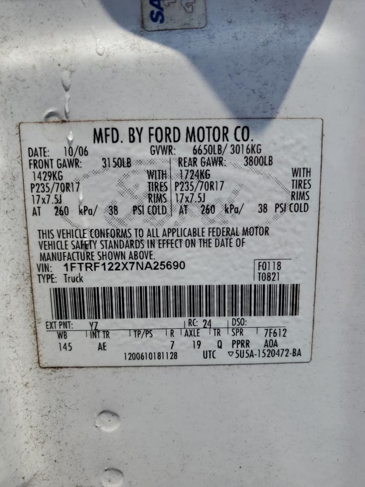 1FTRF122X7NA25690 2007 Ford F150