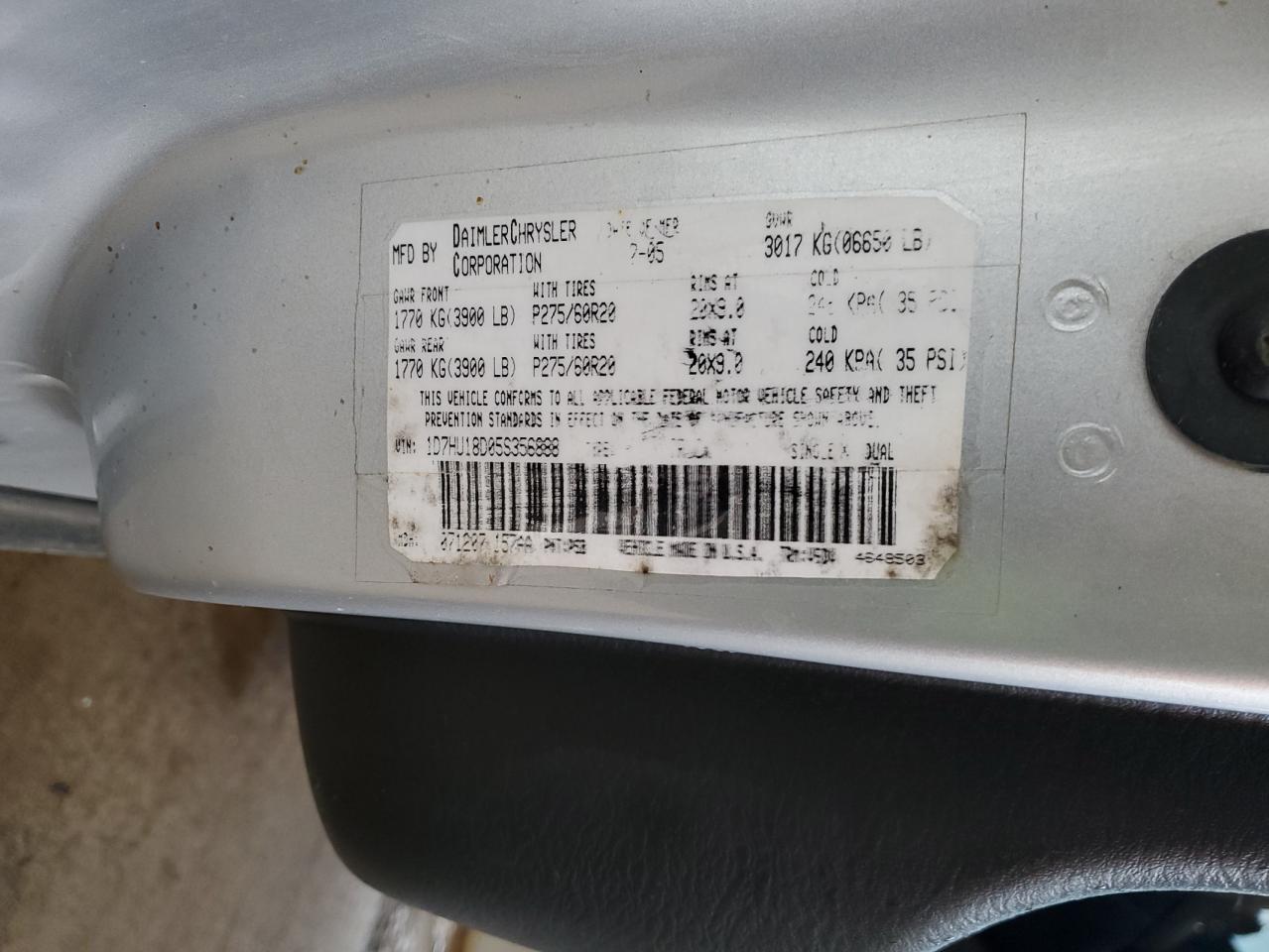 1D7HU18D05S356888 2005 Dodge Ram 1500 St