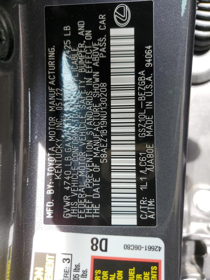 58AEZ1B19NU130208 2022 Lexus Es 350 Base