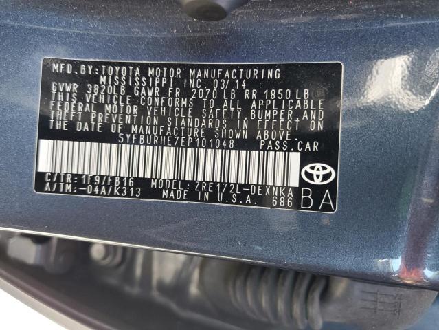 2014 Toyota Corolla L VIN: 5YFBURHE7EP101048 Lot: 55044884