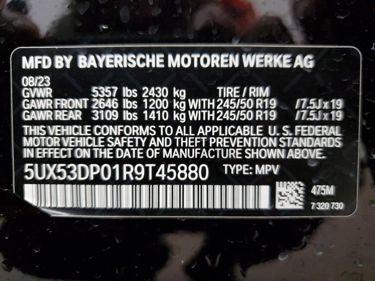 5UX53DP01R9T45880 2024 BMW X3 xDrive30I