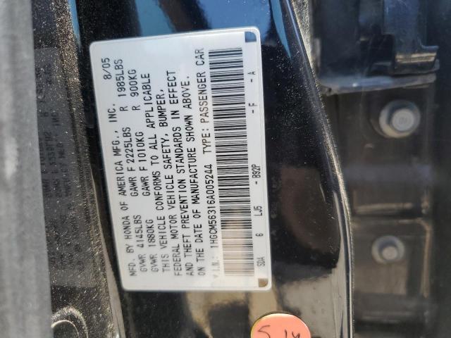 2006 Honda Accord Se VIN: 1HGCM56316A005244 Lot: 53918154