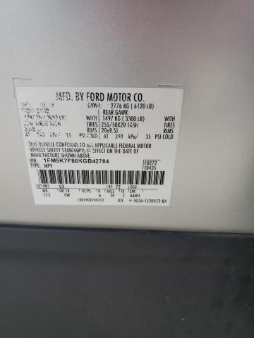 2019 Ford Explorer Limited VIN: 1FM5K7F86KGB42784 Lot: 53411434