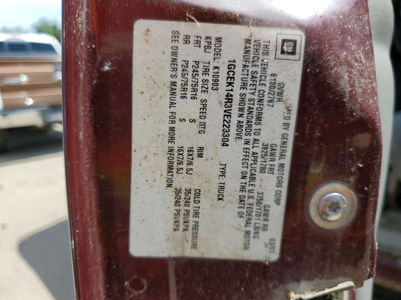 1GCEK14R3VE223304 1997 Chevrolet Gmt-400 K1500