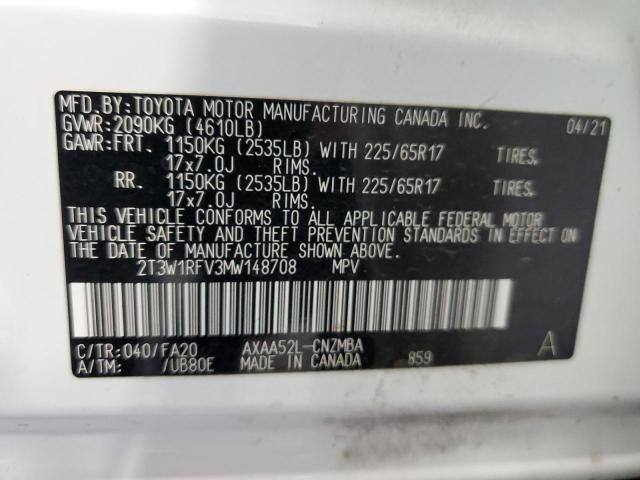 2021 Toyota Rav4 Xle VIN: 2T3W1RFV3MW148708 Lot: 54199944