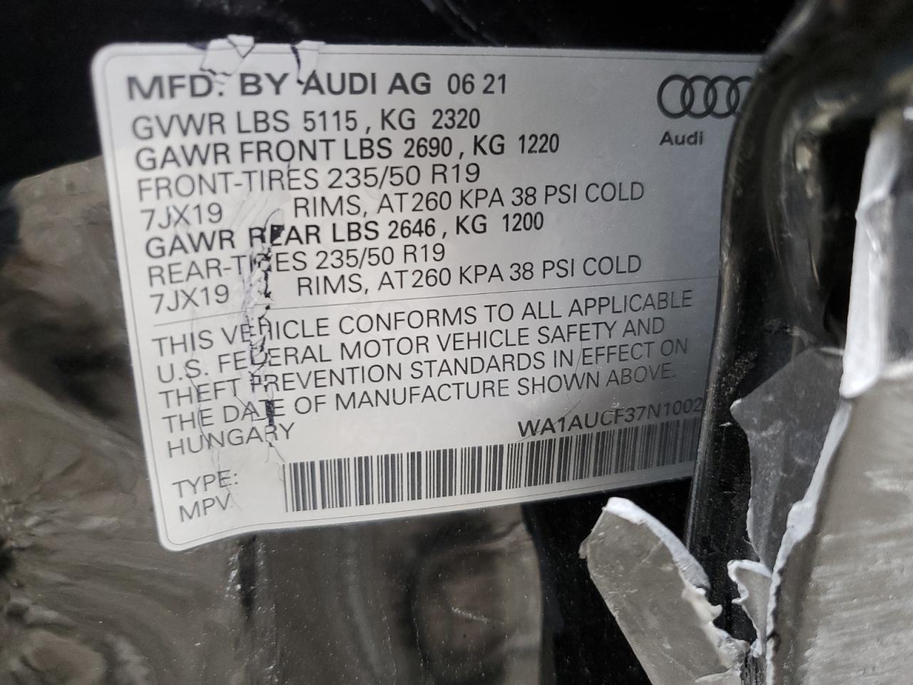 WA1AUCF37N1002061 2022 Audi Q3 Premium 40