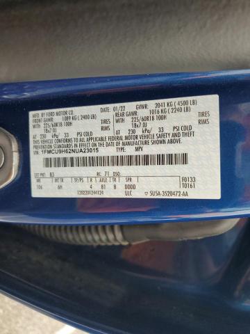 2022 Ford Escape Sel VIN: 1FMCU9H62NUA23015 Lot: 54340954