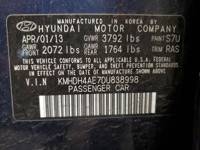 2013 Hyundai Elantra Gls VIN: KMHDH4AE7DU838998 Lot: 55689794