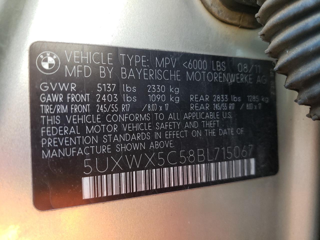 5UXWX5C58BL715067 2011 BMW X3 xDrive28I