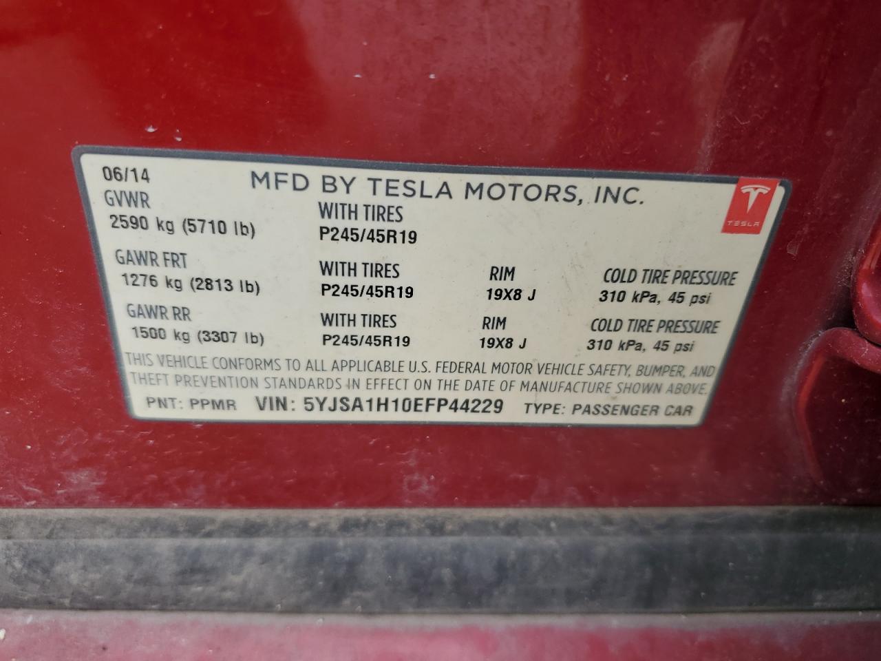 5YJSA1H10EFP44229 2014 Tesla Model S