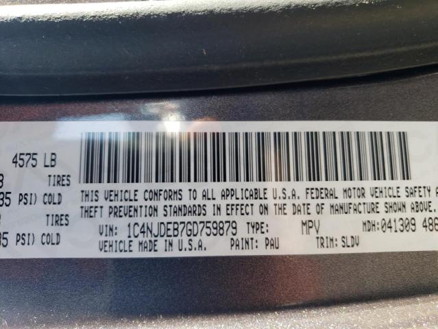 2016 Jeep Compass Latitude VIN: 1C4NJDEB7GD759879 Lot: 51675424