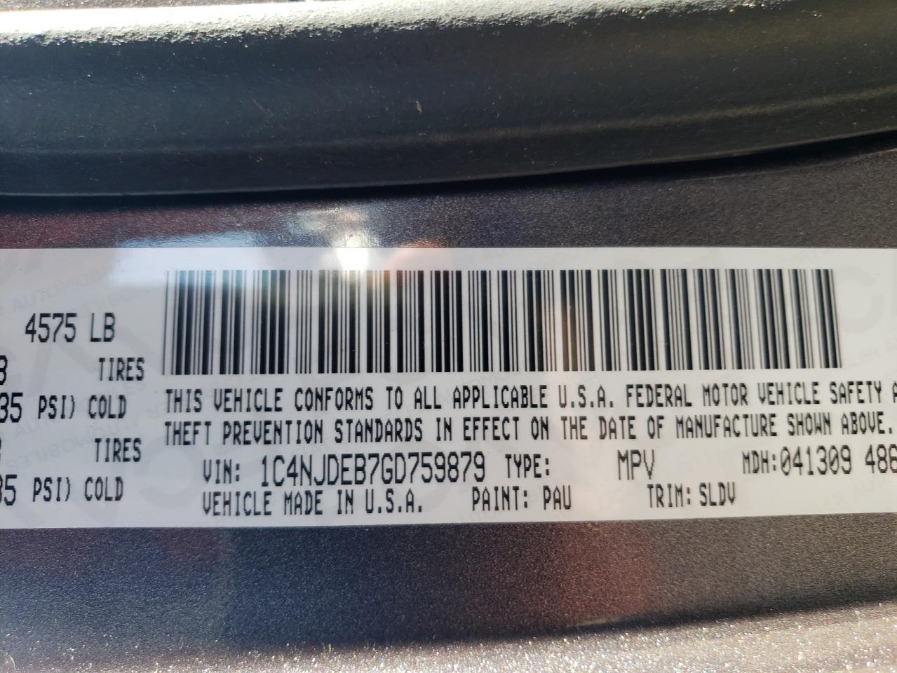 1C4NJDEB7GD759879 2016 Jeep Compass Latitude