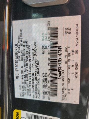 2022 Ford Mustang VIN: 1FA6P8THXN5147349 Lot: 55679554