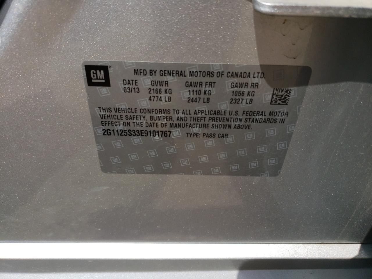 2G1125S33E9101767 2014 Chevrolet Impala Lt