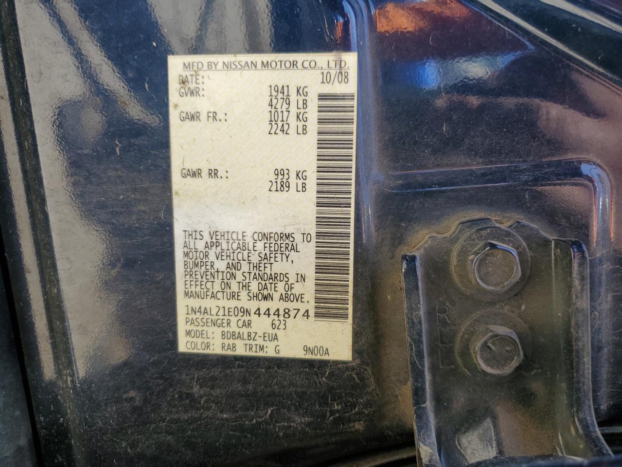 1N4AL21E09N444874 2009 Nissan Altima 2.5