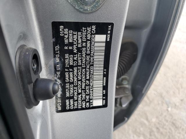 2019 HONDA CIVIC EX - SHHFK7H62KU214433